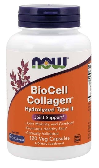 Suplement diety, BioCell Collagen - Hydrolizowany Kolagen typu II + Chondroityna + Kwas hialuronowy (120 kaps.) Now Foods