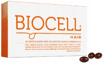Suplement diety, Biocell Hair, Włosy Skóra Kwasy Omega, 30 Kaps. Valentis