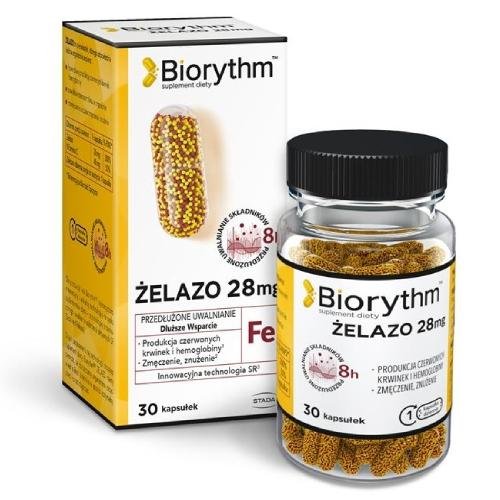Suplement diety, Biorythm żelazo 28mg, 30 kaps. Biorythm