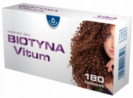 Suplement diety, Biotyna Vitum, Biotyna 2,5mg na włosy skórę, 180 tab. Oleofarm