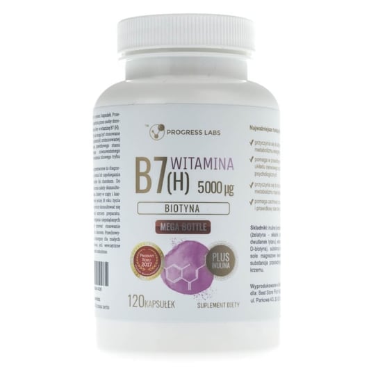 Suplement diety, Biotyna Witamina B7 (H) 5000 µg PROGRESS LABS, 120 kapsułek Progress Labs