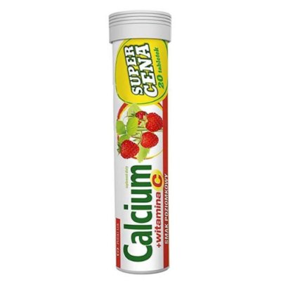 Suplement diety, Calcium z witaminą C smak poziomkowy, 20 tabletek Polski Lek