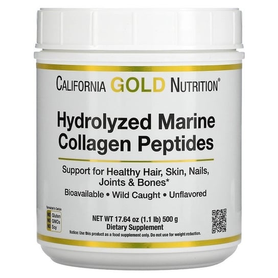 Suplement diety, California Gold Nutrition Hydrolyzed Marine Collagen Peptides 500g California Gold Nutrition