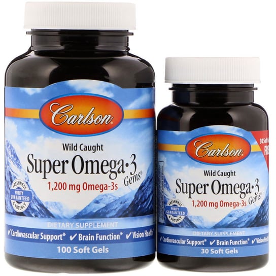 Suplement diety, Carlson Labs Wild Caught Super Omega-3 Gems 1200 mg 100 + 30 kapsułek Carlson Labs