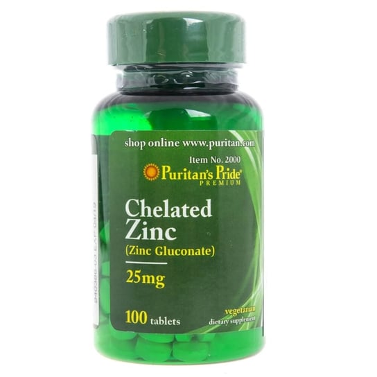 Suplement diety, Chelated Zinc PURITAN'S PRIDE, 25 mg, 100 tabletek Puritan's Pride