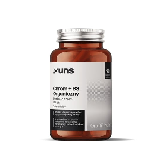 Suplement diety, CHROM ORGANICZNY+ B3 90 vege kaps. Uns