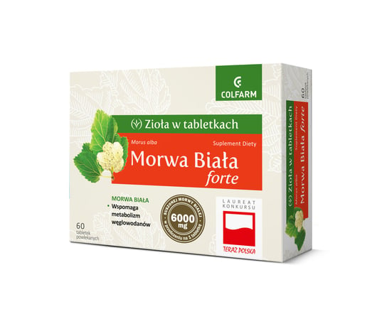 Suplement diety, Colfarm, Morwa Biała Forte Morus, 60 tabletek powlekanych Colfarm