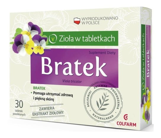 Suplement diety, Colfarm, Zioła w Tabletkach, Bratek, 30 tabletek Colfarm