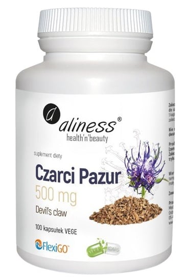 Suplement diety, Czarci Pazur (Devil’s claw) 500 mg x 100 VEGE, Aliness Inna marka