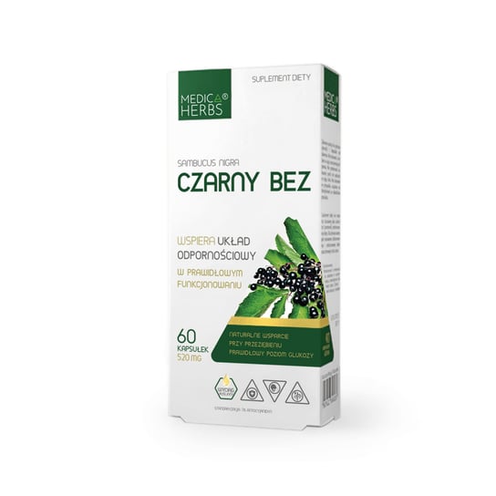 Suplement diety, Czarny Bez 520 mg 60 kapsułek Medica Herbs PRZEZIĘBIENIE Medica Herbs