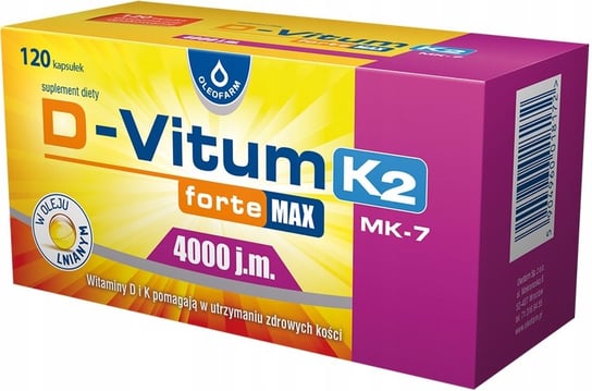 Suplement diety, D-Vitum D3 4000 J.M.+ K2Mk7 Oleofarm 120 Kapsułek Oleofarm