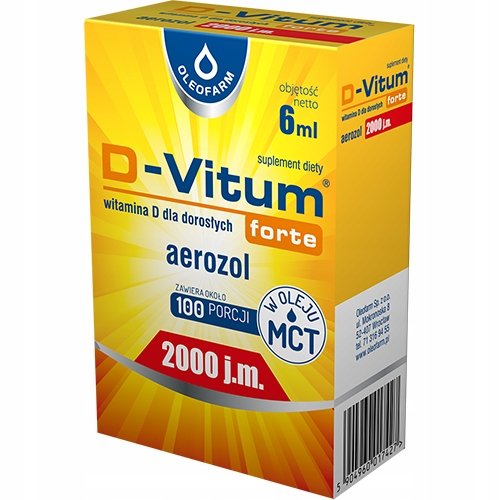 Suplement diety, D-VITUM FORTE 2000 Aerozol 100 dawek WITAMINA D Oleofarm