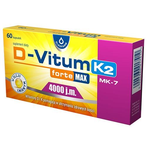 Suplement diety, D-VITUM FORTE 4000 j.m. K2 MAX 60 kaps. - OLEOFARM Oleofarm