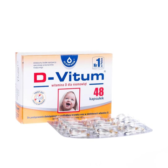 Suplement diety, D-Vitum witamina D dla niemowląt, 48 kapsułek twist-off Oleofarm