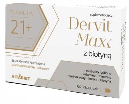 Suplement diety, Dervit Max, Z Biotyną Włosy Skóra Paznokcie, 60 Kaps. Inna marka