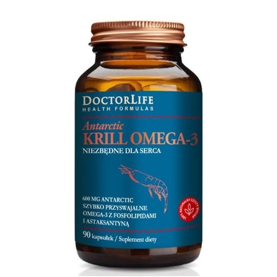 Suplement diety, Doctor Life, Antarctic Krill Omega-3 szybko przyswajalne omega-3 z fosfolipidami i astaksantyną, 90 kapsułek Doctor Life