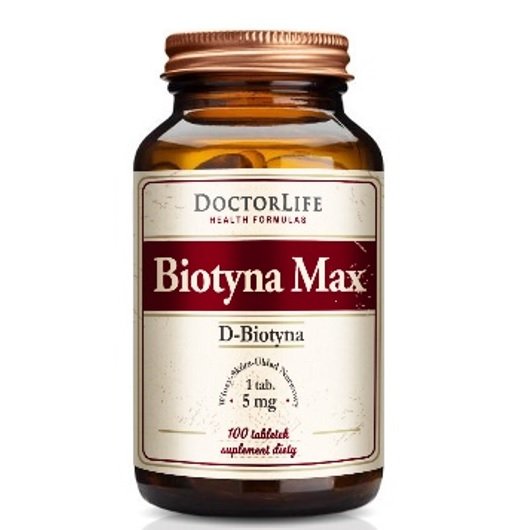 Suplement diety, Doctor Life, Biotyna Max D-Biotyna 5 mg, 100 tabletek Doctor Life