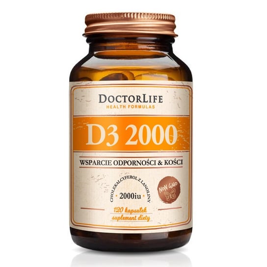 Suplement diety, Doctor Life, D3 2000 cholekalcyferol z lanoliny 2000 iu, 120 kapsułek Doctor Life