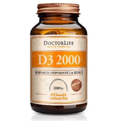 Suplement diety, Doctor Life, D3 2000 cholekalcyferol z lanoliny 2000 iu, 250 kapsułek Doctor Life
