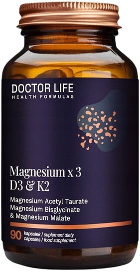 Suplement diety, Doctor Life, Magnesium X3 D3 K2 90 kaps. Inna marka