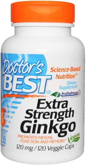 Suplement diety, Doctor’s Best Extra Strength Ginkgo (ekstrakt z miłorzębu) 120 mg 120 kapsułek wegańskich Doctor's Best