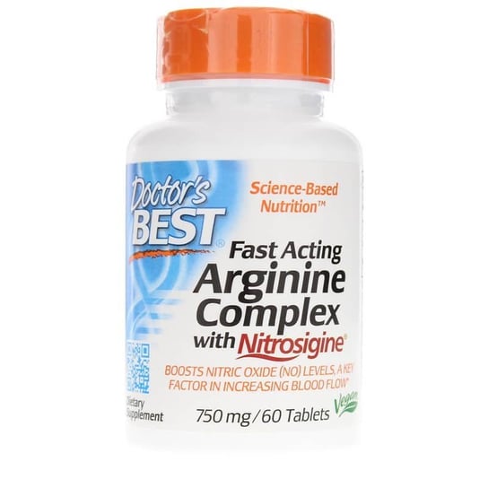 Suplement diety, Doctor's Best, Fast Acting Arginine Complex with Nitrosigine, 750mg, 60 tab. Doctor's Best