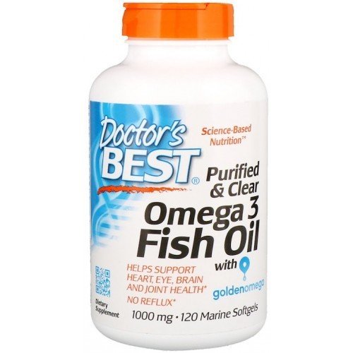 Suplement diety, Doctor's Best Purified & Clear Omega 3 Fish Oil 1000mg 120 kapsułek Doctor's Best