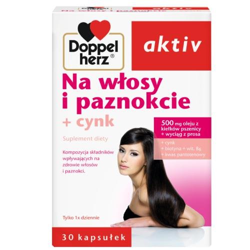 Suplement diety, Doppelherz Aktiv, Na Włosy I Paznokcie+cynk, 30kaps Doppelherz