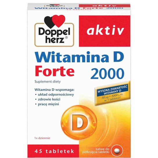 Suplement diety, DOPPELHERZ, Witamina d Forte 2000, 45 szt. Doppelherz
