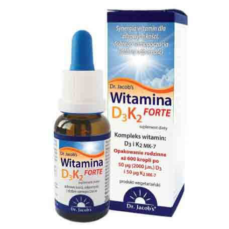 Suplement diety, Dr. Jacobs, witamina D3K2 Forte krople, 20 ml Dr.Jacob's