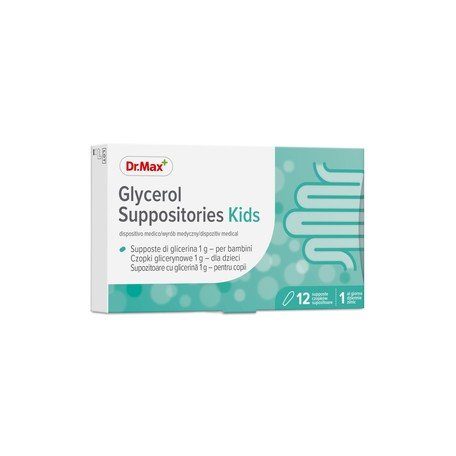 Suplement diety, Dr.Max, Kids, Glycerol Suppositories czopki glicerynowe 1g dla dzieci, 12 szt. Inna marka