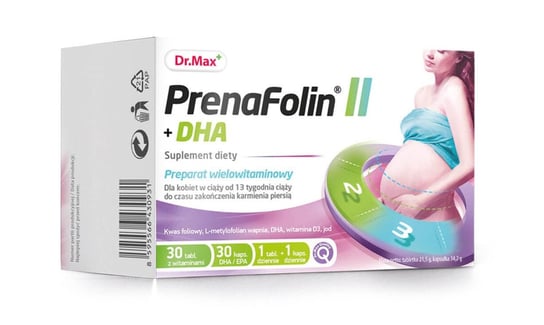 Suplement diety, Dr.Max, PrenaFolin II + DHA, 30 tabletek + 30 kapsułek Dr.Max