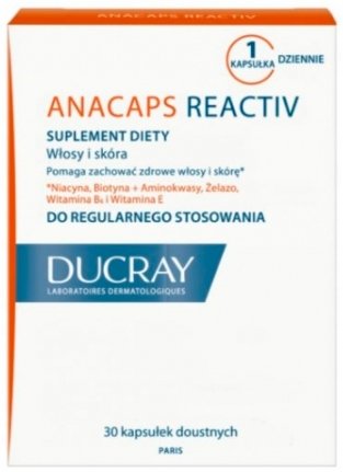 Suplement diety, Ducray, Anacaps Reactiv, Tabletki na wypadanie włosów, 30 kaps. Ducray