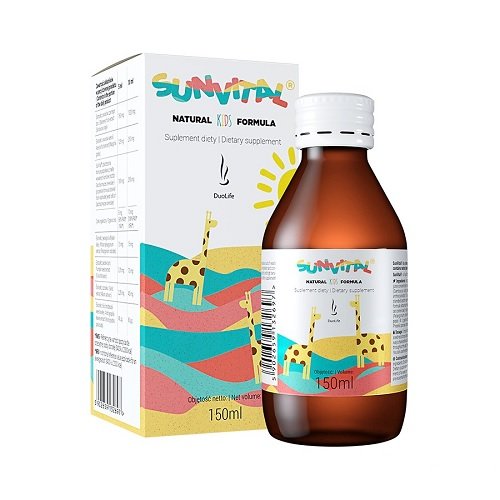 Suplement diety, Duolife SunVital, Natural Kids Formula, naturalny syrop dla dzieci podnoszący odporność, 150 ml Duolife
