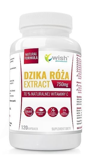 Suplement diety, Dzika Róża 750 mg - naturalna witamina C, 120 kapsułek vege Wish Pharmaceutical