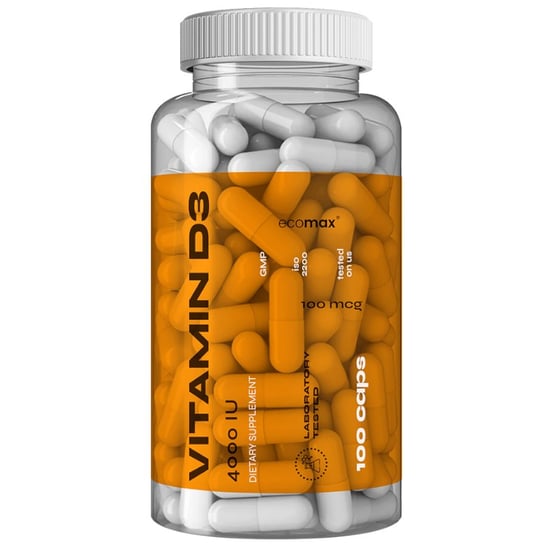 Suplement diety, ECOMAX Vitamin D3 100mcg 4000IU 100 kaps Ecomax