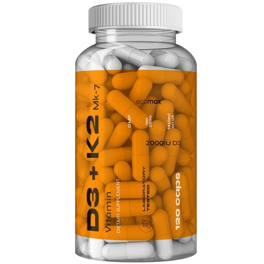 Suplement diety, ECOMAX Vitamin K2 MK-7 100mcg + D3 2000IU 50mcg 120 kaps Ecomax