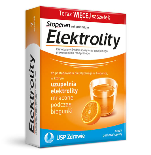 Suplement diety, Elektrolity, smak pomarańczowy, 7 saszetek USP Zdrowie