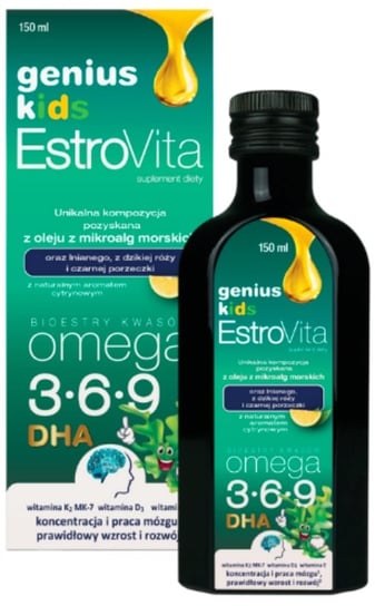 Suplement diety, Estrovita, Genius Kids, Kwasy omega dla dzieci, 150 ml ESTROVITA
