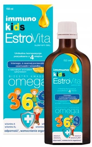 Suplement diety, Estrovita Immuno Kids Kwasy Omega 3-6-9, 150 Ml Estrovita