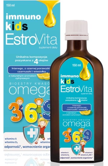 Suplement diety, EstroVita Immuno Kids smak cytrynowy 150 ml SKOTAN