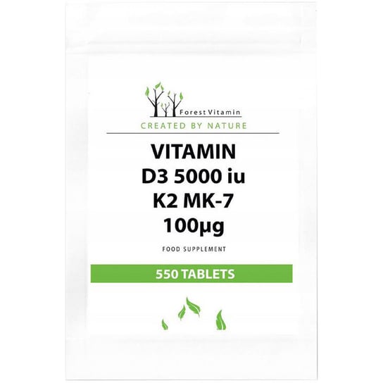 Suplement diety, Forest Vitamin, Vitamin D3 5000 IU K2 MK-7 100ug, 550tab. Forest Vitamin