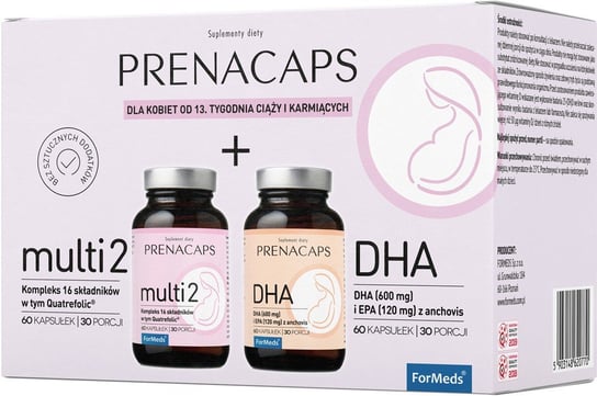 Suplement diety, Formeds Prenacaps Zestaw Multi 2 + Dha Dla Kobiet Od 13 Tygodnia Ciąży I Karmiących Formeds