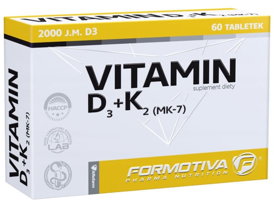 Suplement diety, Formotiva, Vitamin D3 + K2 (MK-7), 60 tabletek Formotiva