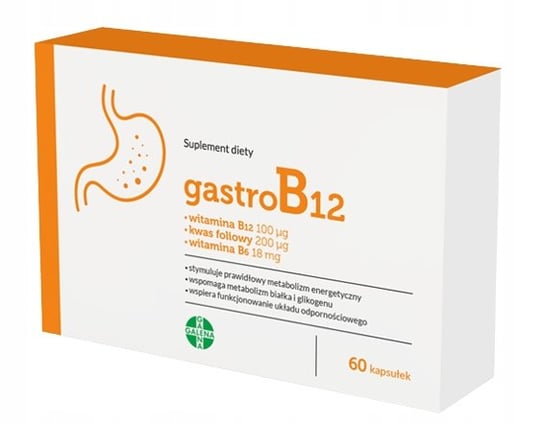 Suplement diety, GALENA GastroB12 Witamina B12 B6 Kwas foliowy, 60 kaps. Galena