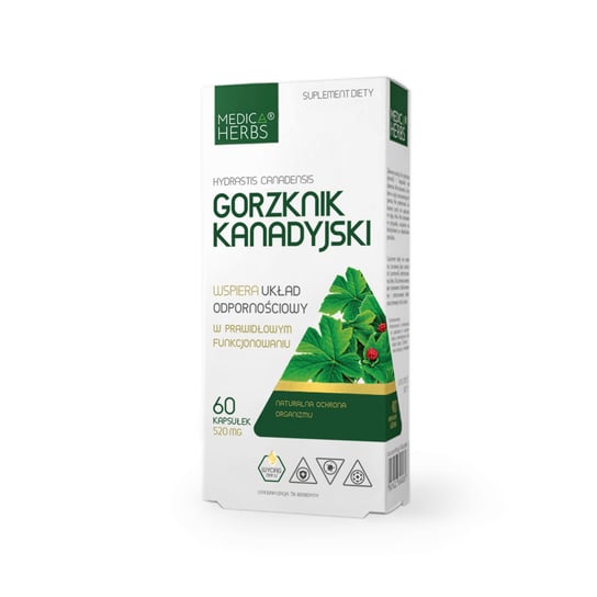 Suplement diety, Gorzknik kanadyjski (goldenseal) 520mg Medica Herbs ODPORNOŚĆ Medica Herbs