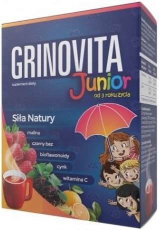 Suplement diety, Grinovita, Junior, Saszetki na grypę przeziębienie dla dzieci, 15 sasz Inna marka