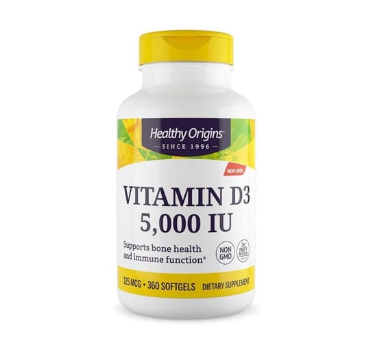 Suplement diety, Healthy Origins, Witamina D3 5000 IU, 360 kaps. Healthy Origins