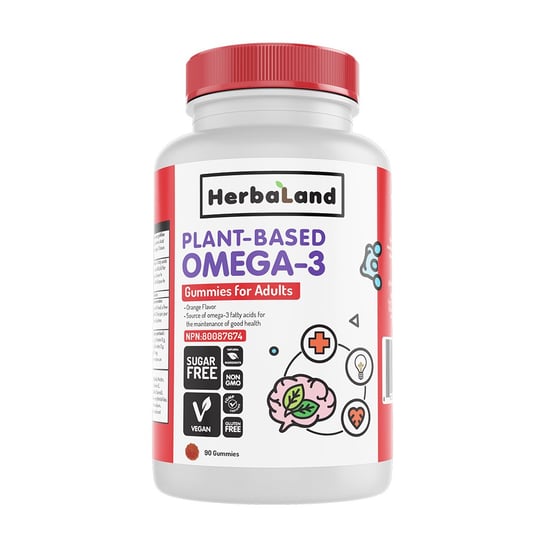 Suplement diety, Herbaland, Omega-3 wegetariańskie żelki dla dorosłych, 90 szt. Herbaland
