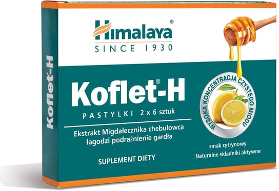 Suplement diety, Himalaya KOFLET-H, Pastylki do ssania o smaku cytrynowym, 2x6szt Himalaya